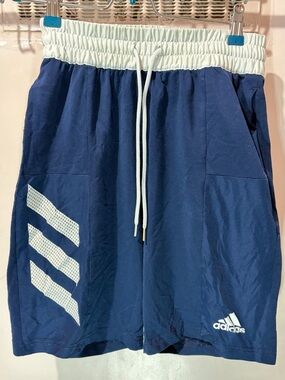 adidas Men’s Navy Athletic Shorts with White Waistband and Accents